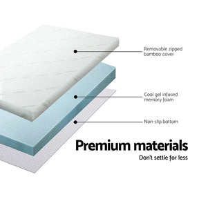 Giselle Bedding Memory Foam Mattress Topper Cool Gel 8cm Single - SportZone.co.nz