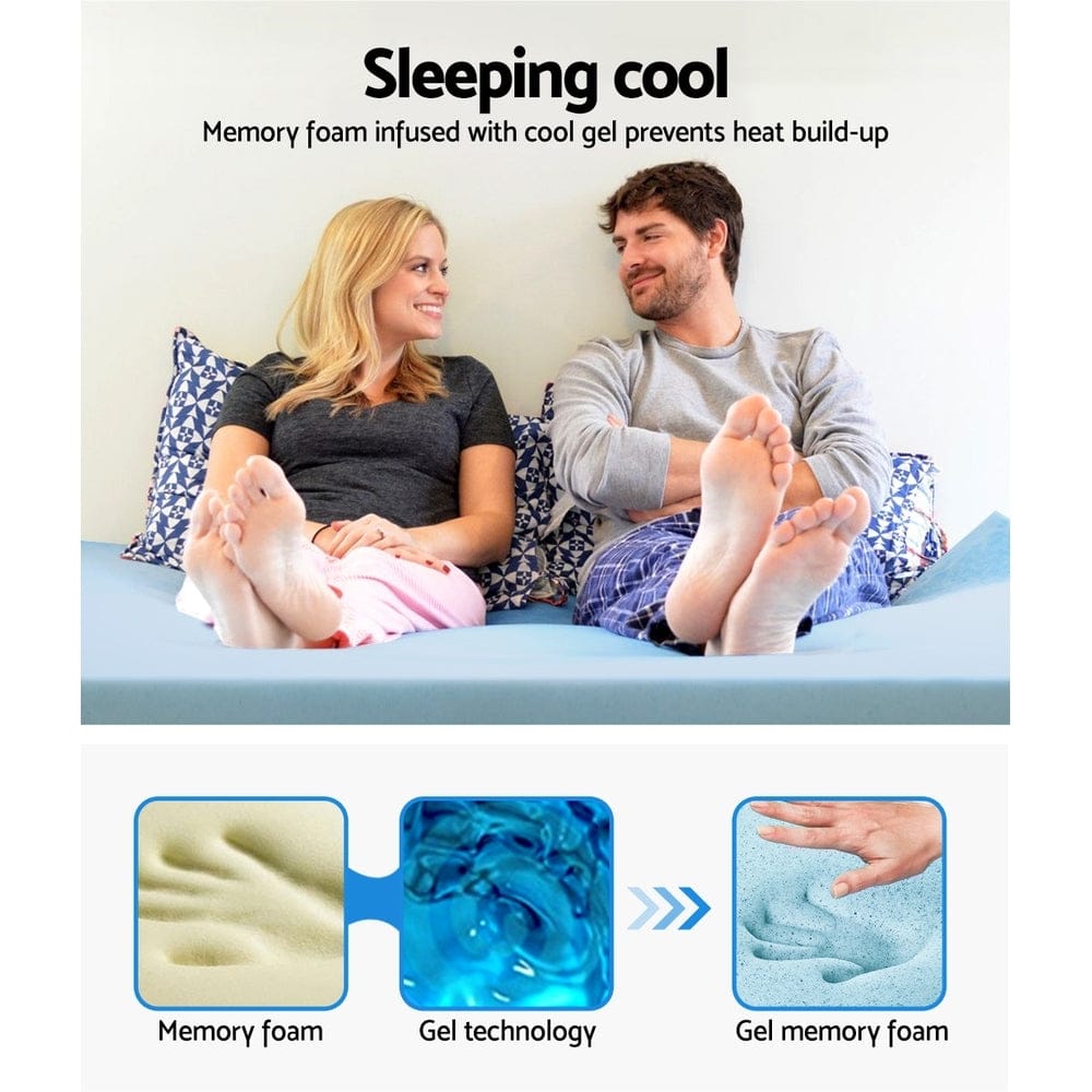 Giselle Bedding Memory Foam Mattress Topper Cool Gel 8cm Single - SportZone.co.nz