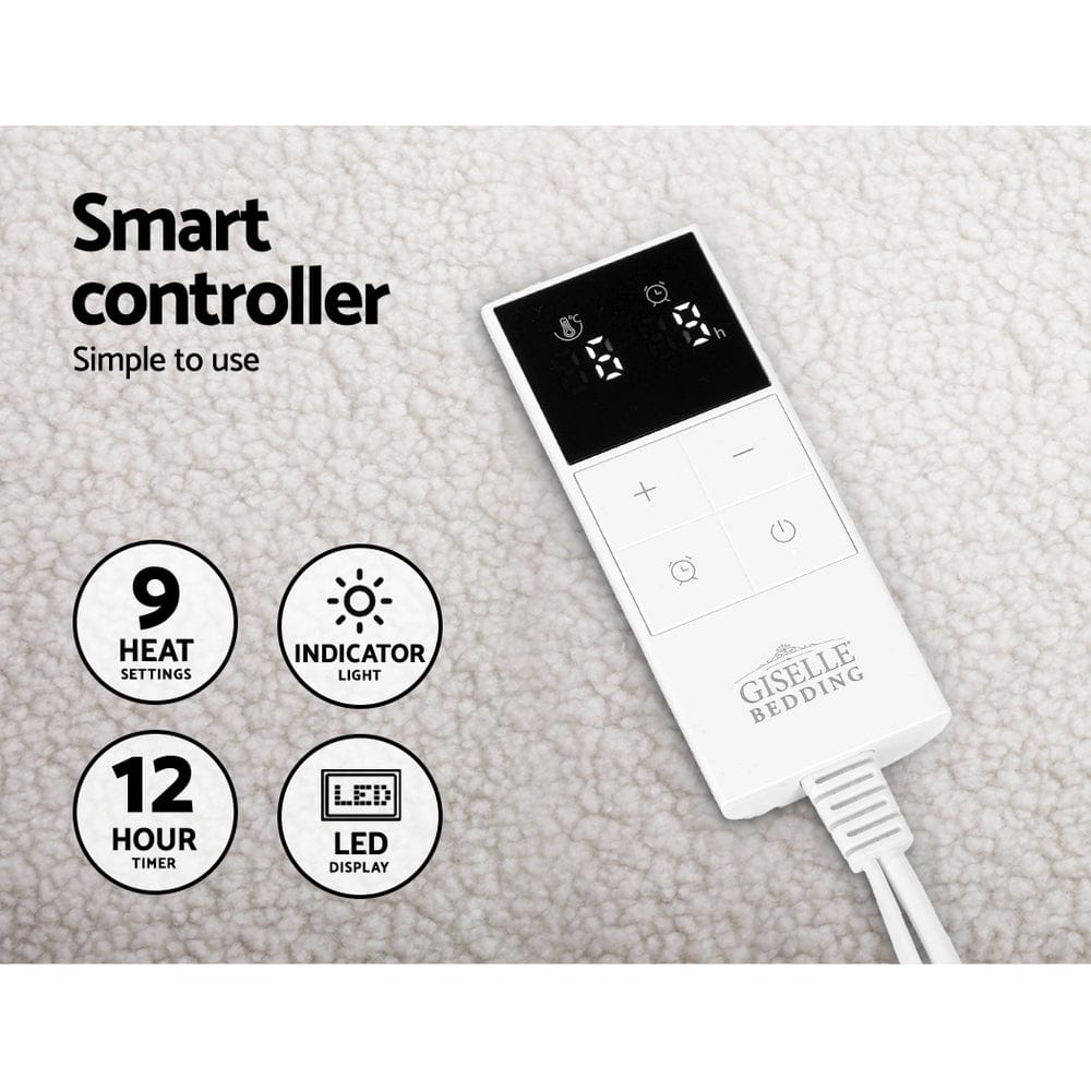 Giselle Bedding Queen Size Electric Blanket Fleece - SportZone.co.nz