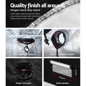 Green Fingers Grow Tent 60x60x90CM Hydroponics Kit Indoor Plant Room System - SportZone.co.nz