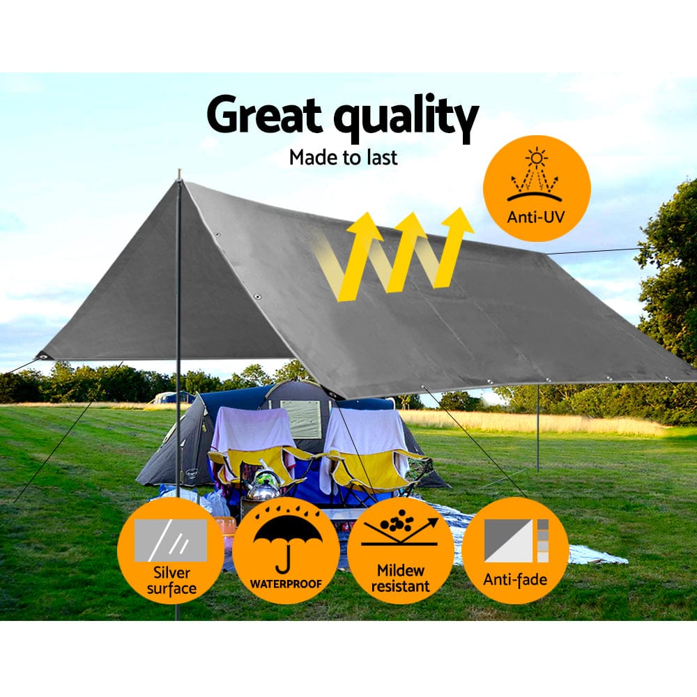 Instahut Tarp Tarpaulin 3.6x4.8m Canvas Camping Heavy Duty Sun Cover - SportZone.co.nz