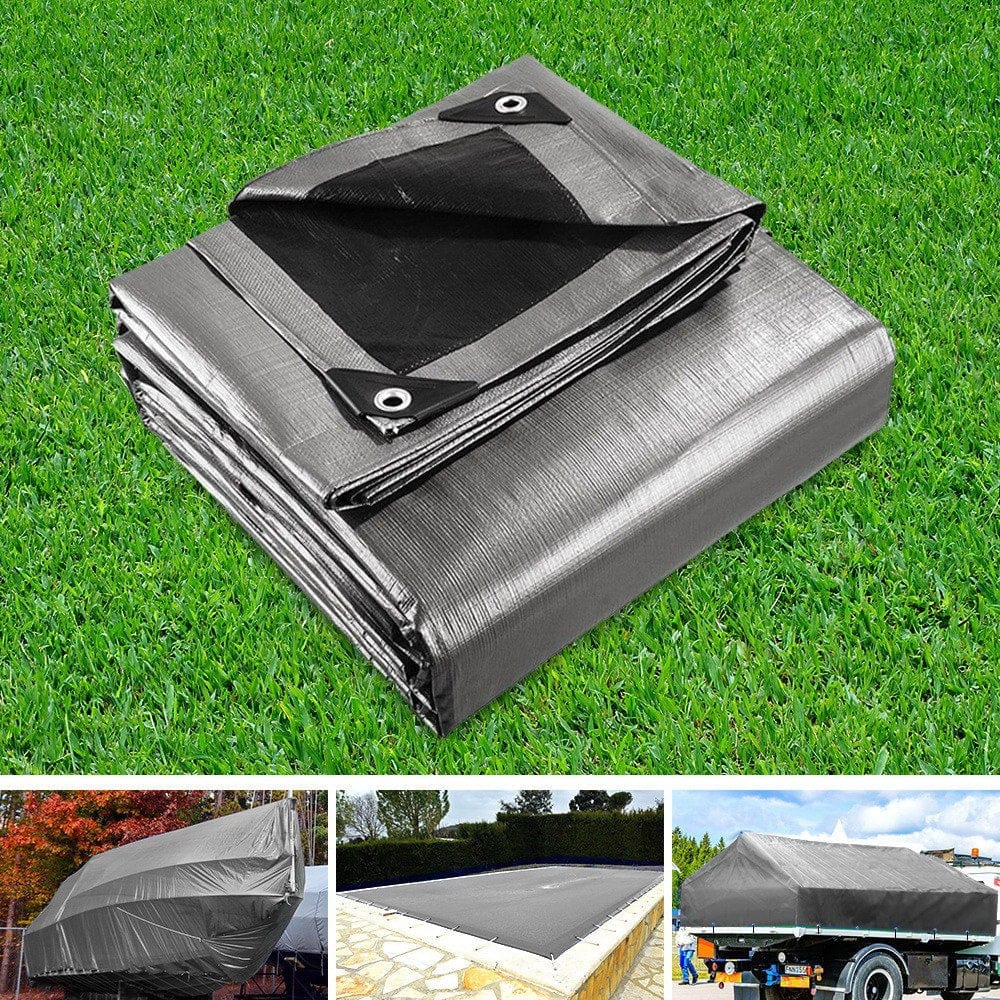Instahut Tarp Tarpaulin 7.3x9m Canvas Camping Heavy Duty Sun Cover - SportZone.co.nz