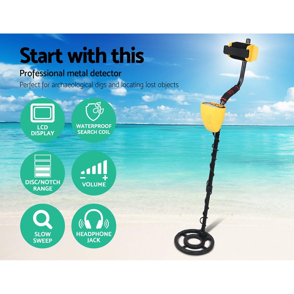 Metal Detector 180MM Deep Sensitive Waterproof Treasure Hunter Gold Digger Yellow - SportZone.co.nz
