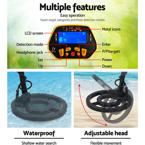 Metal Detector 180MM Deep Sensitive Waterproof Treasure Hunter Gold Digger Yellow - SportZone.co.nz