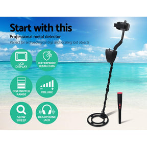 Metal Detector 220MM Deep Sensitive Waterproof Pinpointer Treasure Hunter - SportZone.co.nz