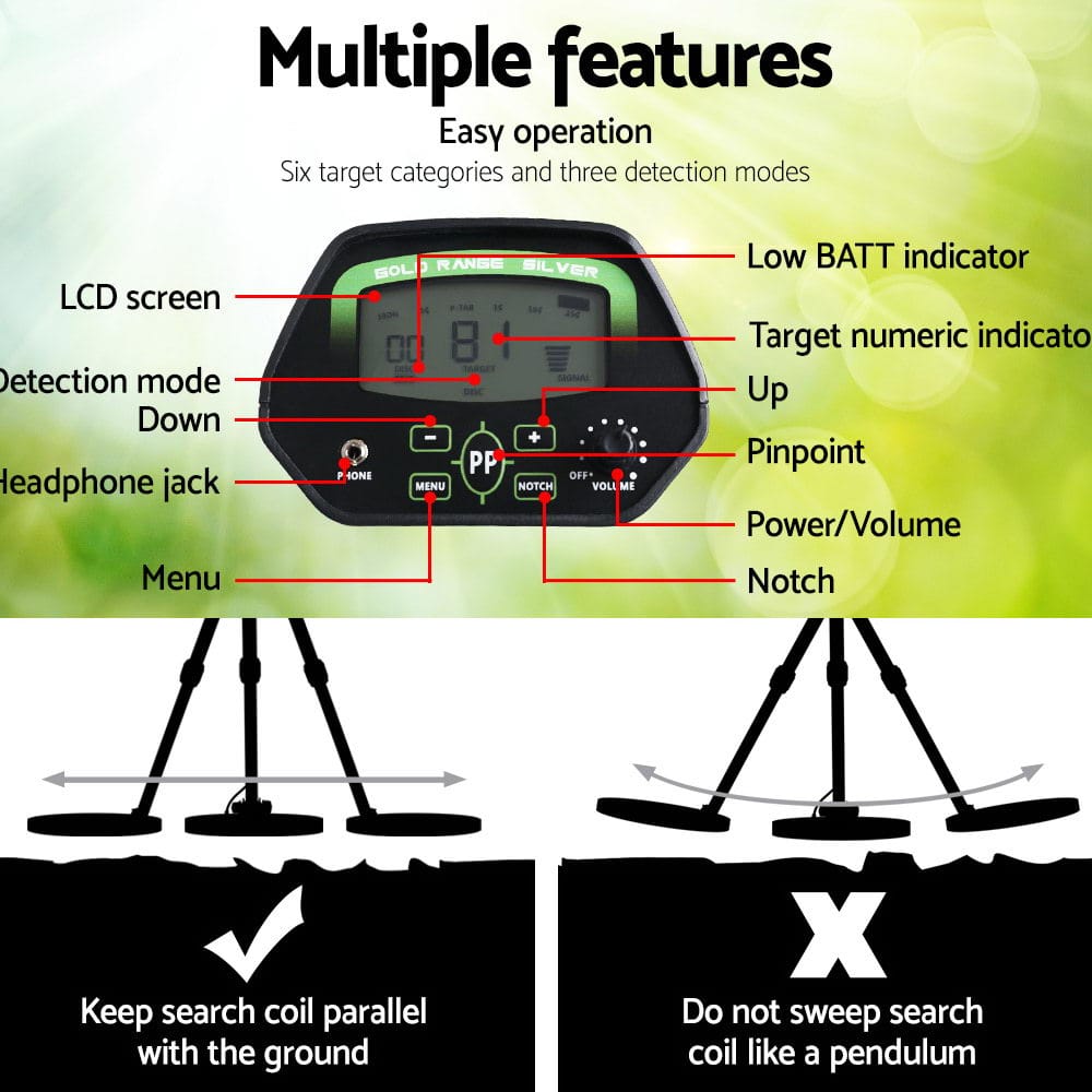 Metal Detector 220MM Deep Sensitive Waterproof Pinpointer Treasure Hunter - SportZone.co.nz