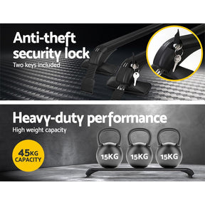 Universal Car Roof Rack Cross Bars 90cm Aluminium Adjustable Lockable 45kg Clamps - SportZone.co.nz