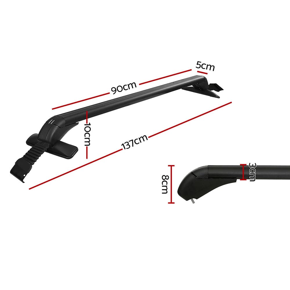 Universal Car Roof Rack Cross Bars 90cm Aluminium Adjustable Lockable 45kg Clamps - SportZone.co.nz