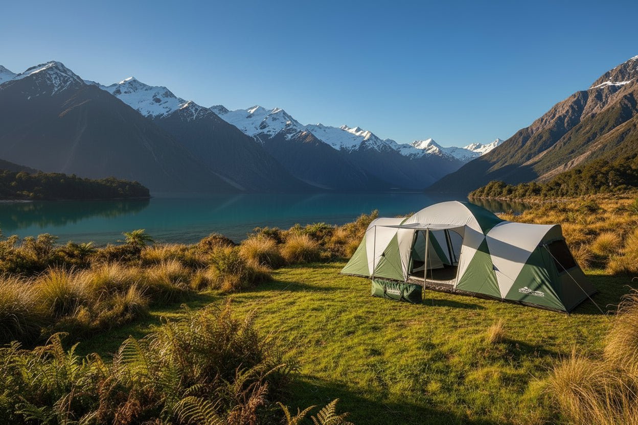 Weisshorn Family Camping Tent 12 Person Hiking Beach Tents (3 Rooms) Green - SportZone.co.nz