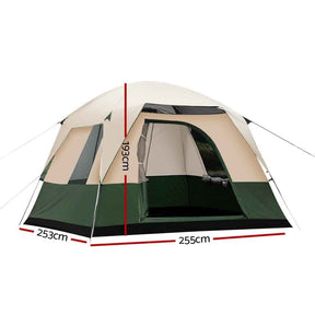 Weisshorn Family Camping Tent 4 Person Hiking Beach Tents Green - SportZone.co.nz