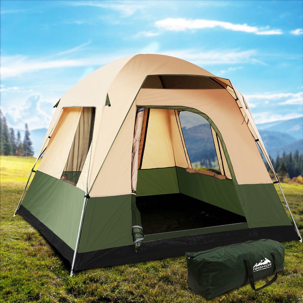 Weisshorn Family Camping Tent 4 Person Hiking Beach Tents Green - SportZone.co.nz