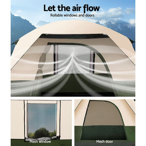 Weisshorn Family Camping Tent 4 Person Hiking Beach Tents Green - SportZone.co.nz