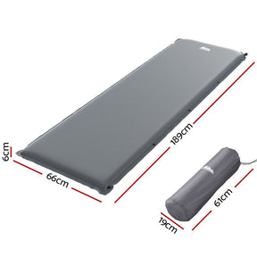 Weisshorn Self Inflating Mattress Camping Sleeping Mat Air Bed Pad Single Grey - SportZone.co.nz