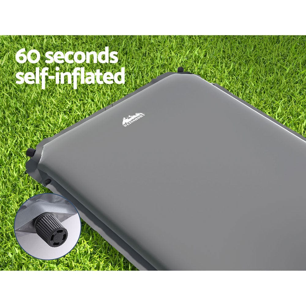 Weisshorn Self Inflating Mattress Camping Sleeping Mat Air Bed Pad Single Grey - SportZone.co.nz