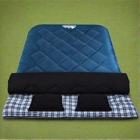 Weisshorn Sleeping Bag Double Pillow Thermal Camping Hiking Tent Blue - 10&deg;C - SportZone.co.nz