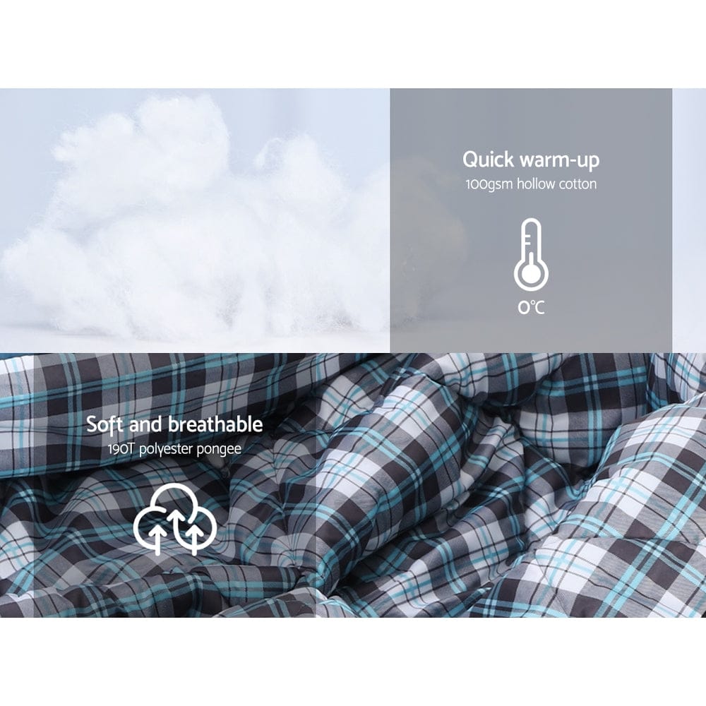 Weisshorn Sleeping Bag Single Thermal Camping Hiking Tent Grey 0°C - SportZone.co.nz