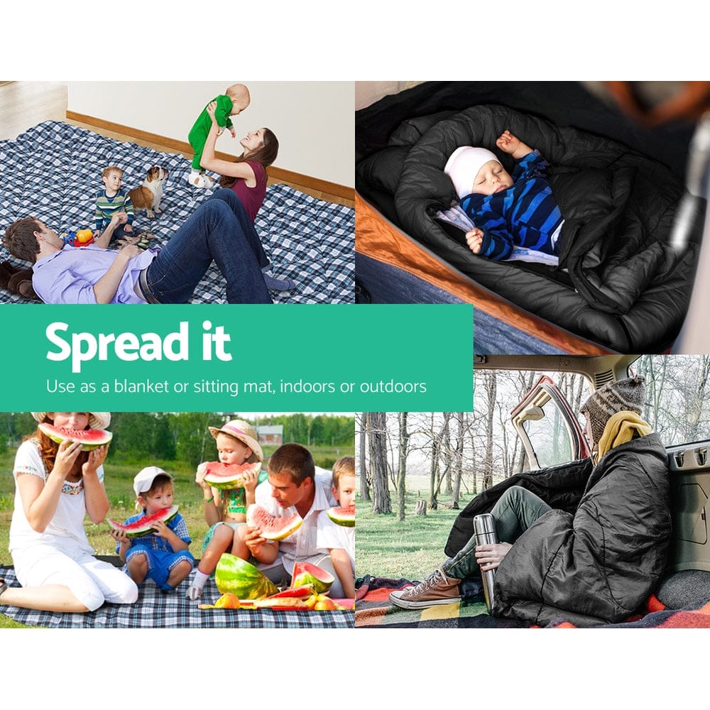 Weisshorn Sleeping Bag Single Thermal Camping Hiking Tent Grey 0°C - SportZone.co.nz